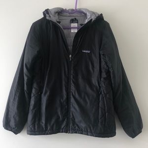Patagonia hooded zip up quilted panel puffer jacket